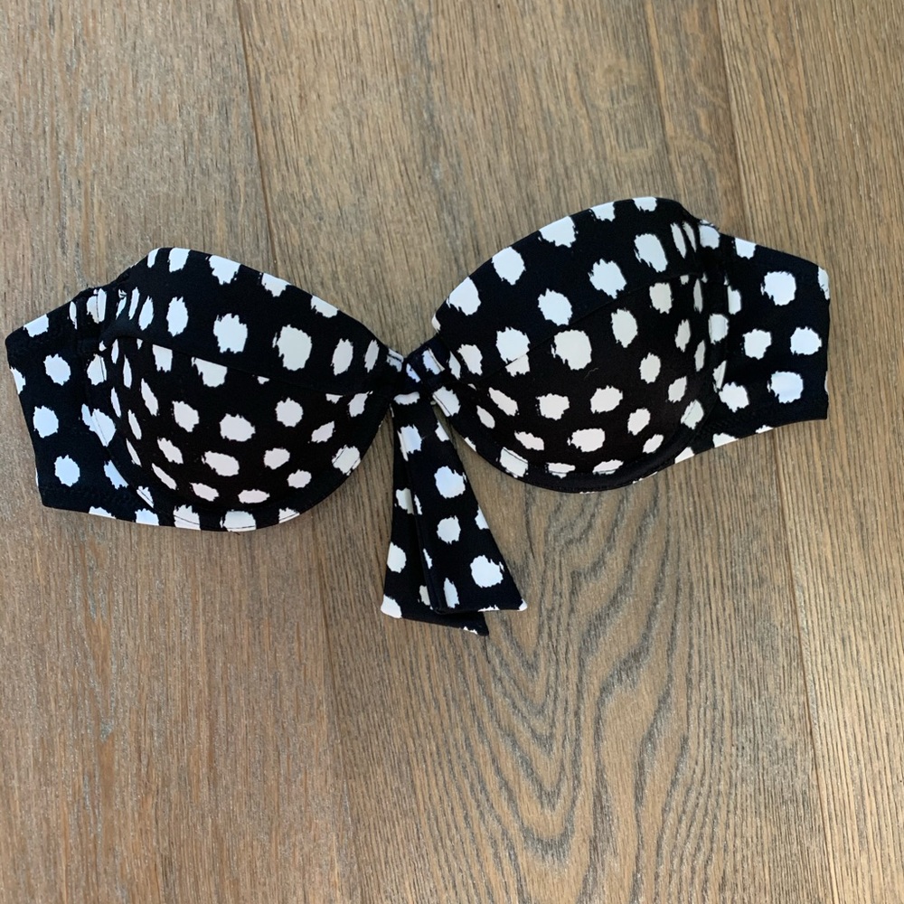 Black with white polka dot bikini top